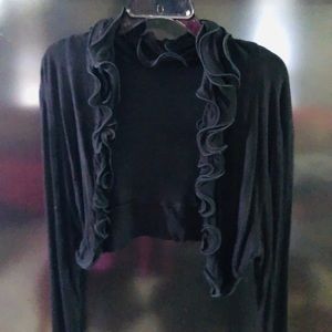 Rose petal collar shirt jacket